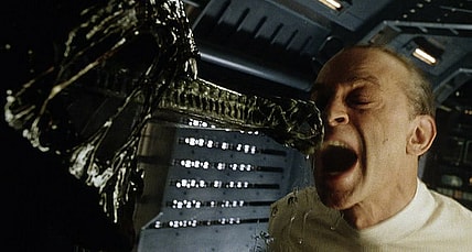 Gediman taunts a xenomorph in Alien Resurrection, 20th Century Fox