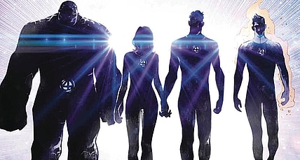 Teaser variant cover by Sara Pichelli vs via Fantastic Four Vol. 6 #1 "Signal in the Sky" (2022), Marvel Comics