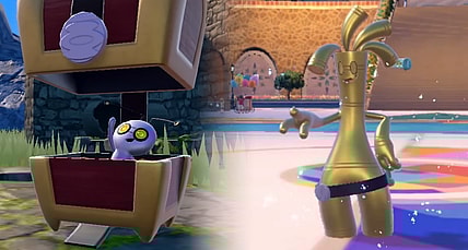 Gimmighoul and its evolution Gholdengo via Pokémon Scarlet & Violet (2022), Nintendo