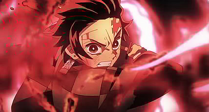 Tanjiro takes a swing in the Demon Slayer: Kimetsu no Yaiba - Sword Village Arc Trailer (2023), Aniplex via Youtube