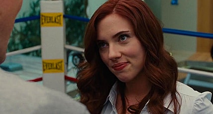 Black Widow (Scarlett Johansson) enters the ring in Iron Man 2 (2010), Marvel Entertainment via Blu-ray
