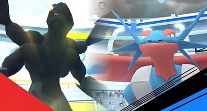 Zekrom and Mega Salamence stand proud before a Raid battle via Pokémon GO (2016), Niantic