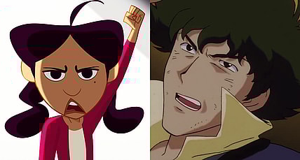 Penny Proud (Kyla Pratt) calls for reparations / Spike Spiegel has had it with the Bebop's Fridge Monster in Cowboy Bebop Episode 11 "Toys in the Attic" (1999), Sunrise Inc.