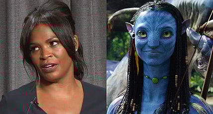 Nia giving a Long Career Retrospective to the SAG-AFTRA Foundation Conversations / Nia Long Career Retrospective | SAG-AFTRA Foundation / Neytiri (Zoe Saldaña) greets Jake Sully (Sam Worthington) in Avatar (2009), 20th Century Studios