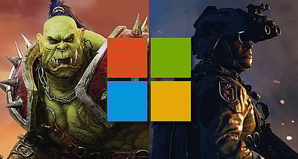 Custom image of World of Warcraft, the Microsoft logo and Call of Duty