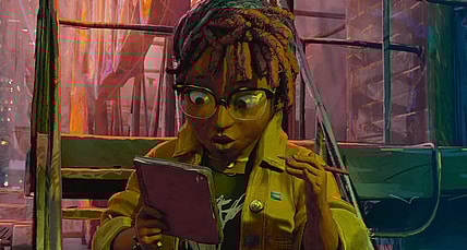April O'Neil (Ayo Edebiri) attempts to make sense of her new friends' biology in the first trailer for Teenage Mutant Ninja Turtles: Mutant Mayhem (2023), Paramount Pictures