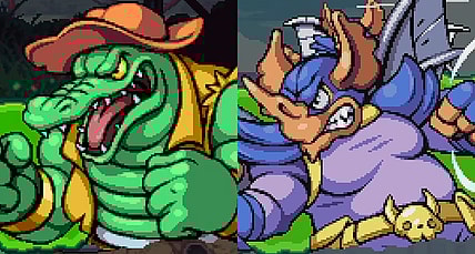 Leatherhead and Wingnut as they appear in Teenage Mutant Ninja Turtles: Shredder's Revenge (2022), Dotemu