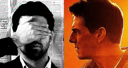 Split image of Zeeshan Aleem and Tom Cruise as Maverick in 'Top Gun: Maverick'