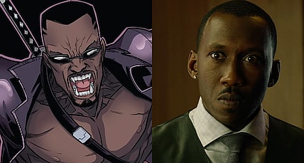 Blade goes to work in Deadpool Vol. 6 #28 "Til Death Do Us..., Part One" (2017), Marvel Comics. Art by Salvador Espin and Ruth Redmond / Cornell Stokes (Mahershala Ali) is unhappy with the news of his latest setback in Luke Cage Season 1 Episode 5 "Just to Get a Rep" (2016), Marvel Entertainment