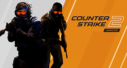 Two silhouetted figures stand beside the game's logo via Counter-Strike 2 official website