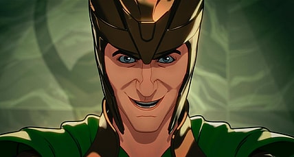 Loki (Tom Hiddleston) takes control of the Earth in What If...? Season 1 Episode 3 "...the World Lost Its Mightiest Heroes" (2021), Marvel Entertainment