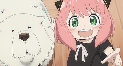 Anya Forger (Atsumi Tanezaki) and Bond the Dog greet her parents in Spy x Family Season 1 Episode 24 "The Role of a Mother and Wife / Shopping with Friends" (2022), Wit Studio