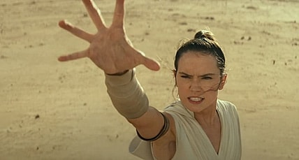 Rey uses the Force to pull down a spaceship in 'Star Wars: The Rise of Skywalker (2019), Disney+