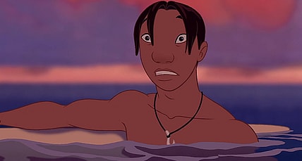 David Kawena (Jason Scott Lee) is asked a question by Captain Gantu (Kevin Michael Richardson) in Lilo & Stitch (2002), Walt Disney Studios