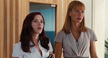 Pepper Potts (Gwenyth Paltrow) introduces Natasha Romanoff (Scarlet Johansson) to 'Team Iron Man' in Iron Man 2 (2010), Marvel Entertainment