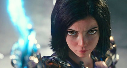 Alita (Rosa Salazar) sets her sights on Zalem - and Nova (Mahershala Ali) in Alita: Battle Angel (2019), 20th Century Studios