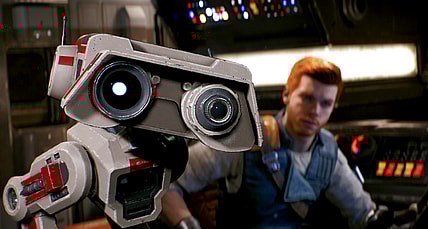 BD-1 and Cal flee aboard the Stinger Mantis via Star Wars Jedi Survivor (2023), EA