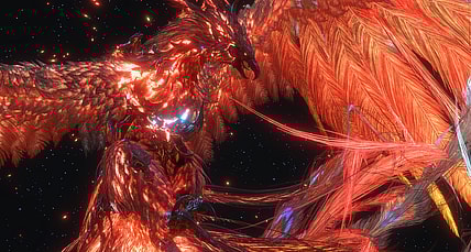 Joshua Rosfield (Natsumi Fujiwara) struggles with the power of the Phoenix Dominant in Final Fantasy XVI (2023), Square Enix