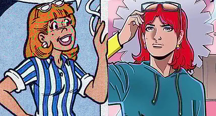 Danni Malloy takes in Dilton Doiley's lab in Dilton's Weird Science Vol. 1 #1 "Working Out The Bugs" (1989), Archie Comics. Words by Mike Pellowski, art by Bill Golliher, Jon D'Agnosto, Mindy Eisman, and Barry Grossman / Danni Malloy makes her modern era debut on Butch Mapa and Ellie Wright's cover to Chilling Adventures Presents...Strange Science (2023), Archie Comics via io9