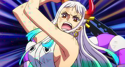 Yamato (Saori Hayami) takes a swing in One Piece Episode 1049 "Luffy Soars! Revenge Against the Beasts!" (2023), Toei Animation