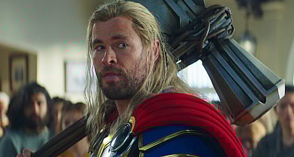 Thor (Chris Hemsworth) formulates a plan in Thor: Love and Thunder (2022), Marvel Entertainment