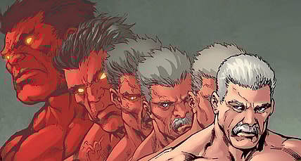 General Ross transforms back to his human form in Hulk Vol. 2 #52 "I Am Legion" (2012), Marvel Comics. Art by Carlo Pagulayan, Jason Paz, Juan Vlasco, and Val Staples.