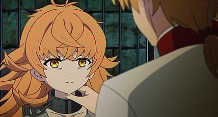 Rudy (Yumi Uchiyama) purchases Julie (Sumire Morohoshi) from the slave market in Mushoku Tensei: Jobless Reincarnation Season 2 Episode 6 "I Don't Want to Die" (2023), Studio Bind