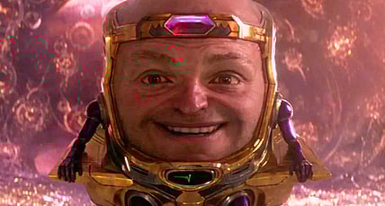 M.O.D.O.K. (Corey Stoll) attempts to kill Cassie Lang (Kathryn Newton) in Ant-Man and the Wasp: Quantumania (2023), Marvel Entertainment