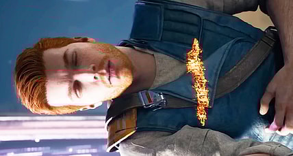 Cal Kestis (Cameron Monaghan) takes a Lightsaber slash to the chest in Star Wars Jedi: Survivor (2023), Respawn
