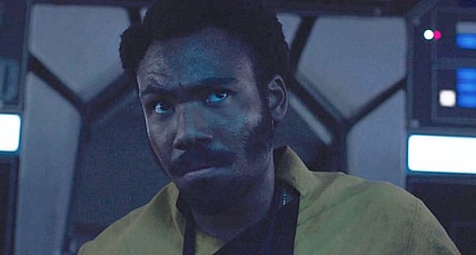 Lando Calrissian (Donald Glover) prepares to make a jump to hyperspace n Solo: A Star Wars Story (2018), Lucasfilm