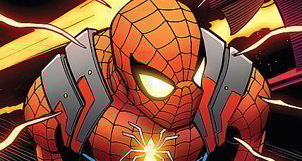 Peter Parker dodges Kraven and the Goblin Queen on John Romita Jr., Scott Hanna, and Marcio Menyz's cover to Amazing Spider-Man Vol. 6 #32 (2023), Marvel Comics