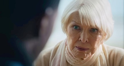 Chris MacNeil (Ellen Burstyn) opines to Victor Fielding (Leslie Odom Jr.) about why she was not allowed to see Regan's (Linda Blair) exorcism in The Exorcist: Believer (2023), Universal Pictures