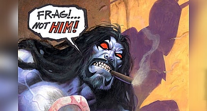 Lobo fears Ambush Bug on Alex Horley's cover to Lobo: Unbound Vol. 1 #4 (2003), DC.