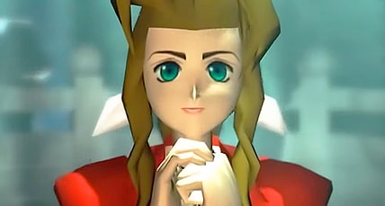 Aerith makes a plea to The Planet in Final Fantasy VII (1997), Square