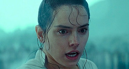 Rey Palpatine (Daisy Ridley) feels Resistance Leader Leia Organa's (Carrie Fisher) death in Star Wars Episode IX: The Rise of Skywalker (2019), Lucasfilm Ltd.