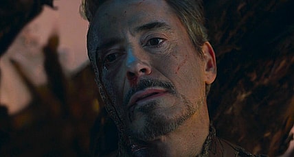 Tony Stark (Robert Downey Jr.) lies still after sacrificing himself to save the universe in Avengers: Endgame (2019), Marvel Studios