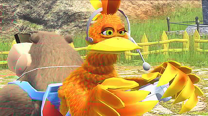 Kazooie (Chris Sutherland) goes achievement hunting in Banjo-Kazooie: Nuts and Bolts (2008), Rare