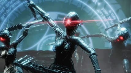 The newly summoned Kainé (Atsuko Tanaka) clones rush into battle in Nier Replicant ver.1.22474487139 (2021), Square Enix