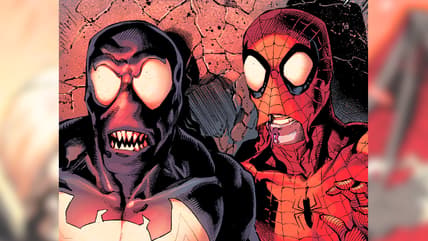 Venom and Spider-Man are horrified by Carnage's plans for Norman Osborn in Absolute Carnage Vol.1 #1 "Chapter One: The Bleeding King" (2019), Marvel Comics. Words by Donny Cates, art by Ryan Stegman, JP Mayer, Frank Martin Jr., and Clayton Cowles.