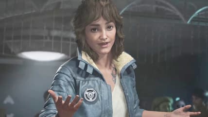 Kay Vess (Humberly González) tries to strike a deal with Gorak (Alexander Crowther) in Star Wars Outlaws (2024), Ubisoft