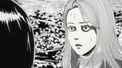 Kirie (Uki Satake) makes a startling discovery about Azami (Mariya Ise) in Uzumaki Episode 1 (2024), Production I.G.