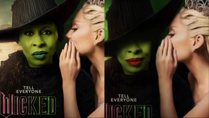 The poster for the cinematic version of 'Wicked', as compared to the version produced for the original Broadway play.