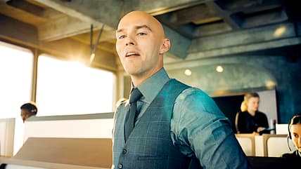 Lex Luthor (Nicholas Hoult) revels in Superman (David Corenswet) struggling to save the day in Superman (2025), DC Studios