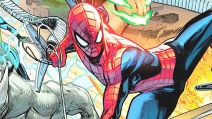 Peter Parker swings into action on Pepe Larraz's cover to Amazing Spider-Man Vol. 7 #1 (2025), Marvel Comics