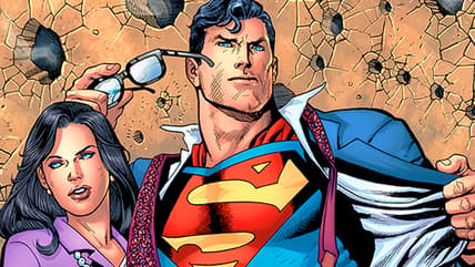 Superman and Lois survive a hail of gunfire on Dan Jurgens, Kevin Nowlan, and Alex SInclair's 1990s variant cover to Action Comics #1000 (2018), DC