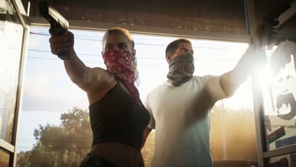Lucia (TBA) and Jason (TBA) conduct a stick-up in Grand Theft Auto VI (2025), Rockstar Studios