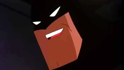 He's smiling