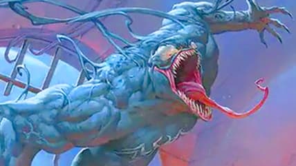 Eddie Brock rages out via Venom, Evil Unleashed (Card #071), Magic: The Gathering - Marvel's Spider-Man (2025), Wizards of the Coast. Art by Ryan Pancoast.
