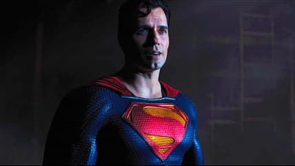 Superman (Henry Cavill) breaks the ice with Black Adam (Dwayne Johnson) in Black Adam (2022), Warner Bros. Pictures