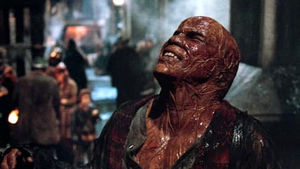 Al Simmons (Michael Jai White) looks up for a sign from Heaven in Spawn (1997), New Line Cinema